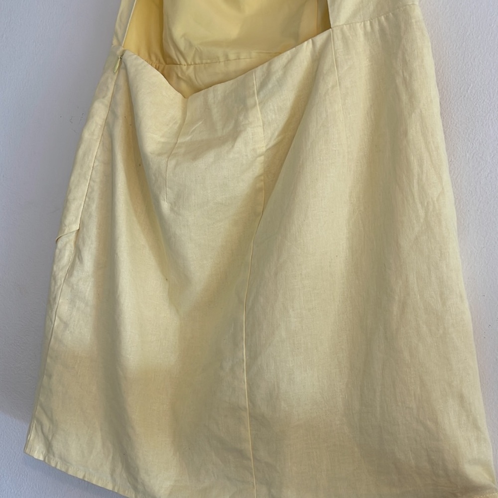 NA-KD Linen Yellow Mini Dress | Size 36 (US - Small) - Picture 11 of 16